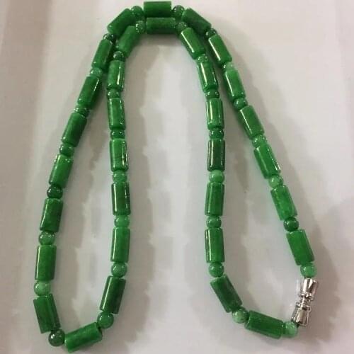 Genuine Natural Dried green bucket beads Necklace Chinese Jadeite Jewelry Fashion Accessories Lucky Amulet Gifts Women Her Men