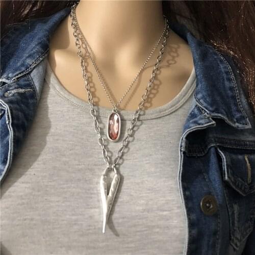 Anslow Original Design Style Fashion Jewelry Pubk Rock Large Heart Chain Women Necklace For Party Engagement Gift LOW0028AN