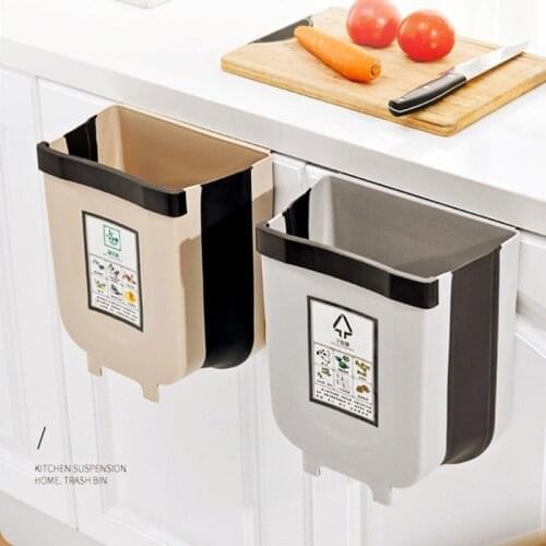 Kitchen Trash Can Hanging Folding Trash Can Home Wall Mount Storage Bucket Garbage Bin