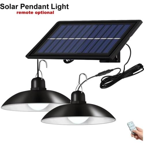 1-4pcs double Head Solar Pendant Light Outdoor Indoor Solar Lamp hanging chandelier security lantern Garden Yard lighting remote