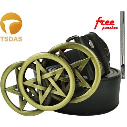 Zinc Alloy Retro Western Pentagram Belt Buckle Cowboy Jeans Gift Belt Buckle Antique Brass/silver Finish