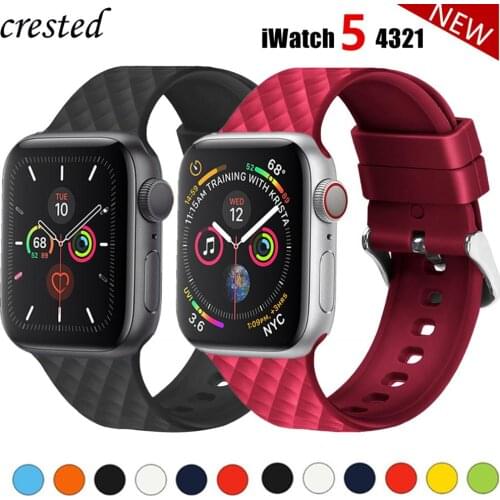 Silicone Strap for Apple watch 5 band 44mm 40mm iwatch band 38mm 42mm Rhombic pattern watchband bracelet Apple watch 4 3 2 1 38