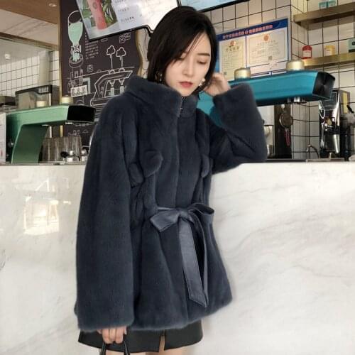 Hooded Mink Clothes 2020 Velvet Parka Real Fur Korean Winter Coat Women Manteau Femme YY2269