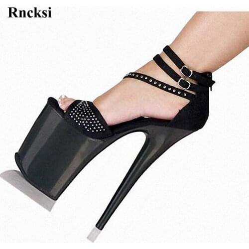 Rncksi Hot Women New 20cm crystal platform sexy ultra high heels Fashion sandals 8 inch clubbing high heels Pole Dance Shoes