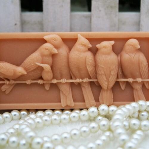 New Product!!1pcs Birds Family (zx300) Silicone Handmade Soap Mold Crafts DIY Mould