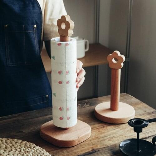 Nordic Roll Paper Holder Wooden Tissue Box Paper Towel Storage Rack Shelf Desktop Organizer Tools Kitchen Accessories Home Decor
