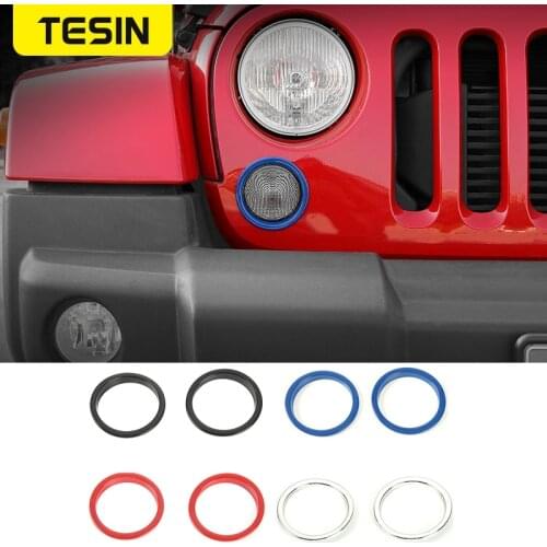 TESIN 2 PCS ABS Car Exterior Front Turn Signal Light Lamp Decoration Cover Stickers for Jeep Wrangler JK 2007-2017 Car Styling