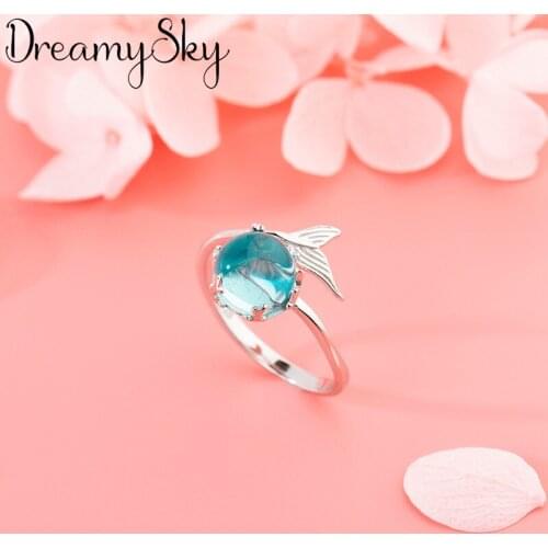 Personality Vintage Blue Fish Rings For Women Charm Engagement Rings Men Retro Knuckle Finger Jewelry