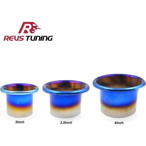Universal 3'' 3.5'' 4'' Blue Burnt Stainless Steel Car Cold Air Intake Filter Horn Kit Funnel Air Inlet Velocity Stack Horn Kit