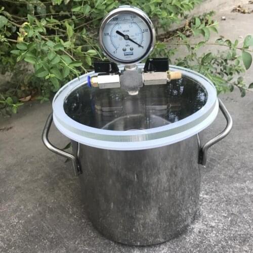 20Cm Vacuum Defoaming Tank Barrel Stainless Steel Vacuum Chamber Crystal Glue Maker for Ab Glue Epoxy Resin Silica Gel 5L