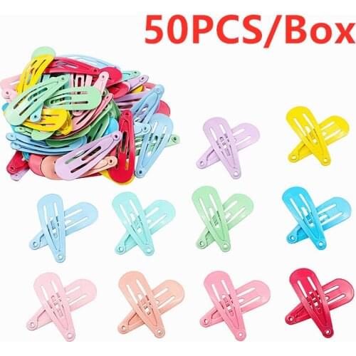 50PCS/Set Girls Snap Hair Clip Children Kids Solid Color Metal Hairgrip Girls Women Hairpin Barrette Hair Pin Hair Accessories