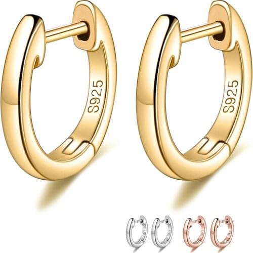 ZEMIOR Genuine 925 Sterling Silver 3 Colors Hoops Earring Simple Golden Small Earrings For Women Fine Jewelry Elegant Party Gift