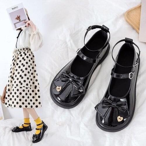 JK University Womens shoes, Lolita cosplay, soft, with bow, black, informal, retro, Mary Jane, new 2021