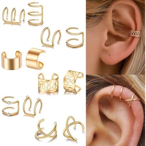12Pcs Female Punk Metal Earrings Nightclub Pierced Free Simple Ear Clips Stainless Steel Jewelry Gift Earrings for Women