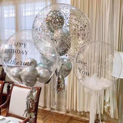 10/18/24/36 cm Transparent Bubble Balloons 5inch Metallic Balloon Diy Bobo Balls Sticker Wedding Happy Birthday Party Decoration
