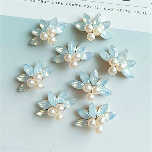 10pcs/lot Rhinestone Pearl Buttons Flat Back For Girl Hair Wedding Invitation Card Dress Doll Shoes Clothing Jewelry Accessories