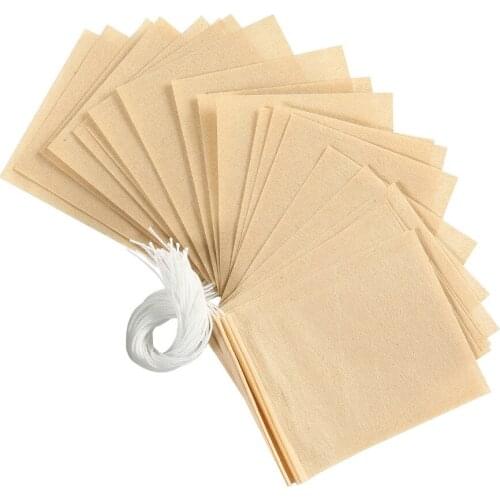 100pcs/lot Tea Bag Filter Paper Bags Heat Seal Teabags Tea Strainer Infuser Wood Drawstring Tea Bag for Herb Loose Tea 3 Sizes
