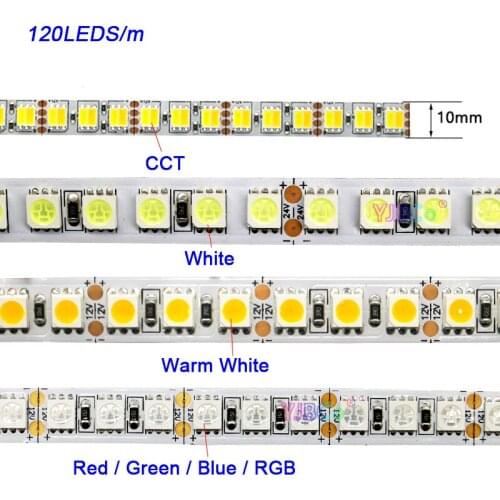 5M DC12V White/Warm White/Red/Green/Blue/RGB/CCT Flexible LED Strip Light 60LEDs/m 120LEDs/m SMD 5050 Lamp tape IP20/IP65