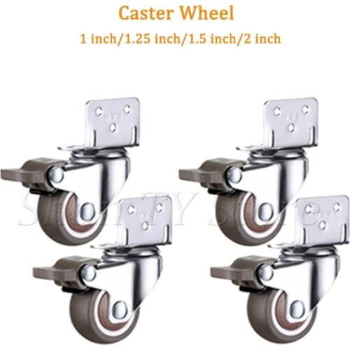 2 Pcs Furniture Swivel Caster Wheels, Crib Bookcase Cabinet Rubber Casters Wheels, L-Bracket Caster No Noise Wheels