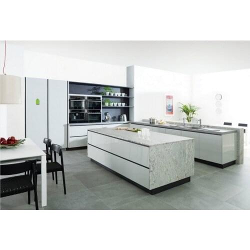 2017 customized kitchen cabinets hot sales modern high gloss white lacquer kitchen furnitures L1606017