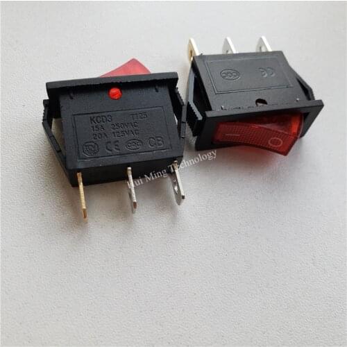 25pcs rocker switch 3pin 2gear self locking switch KCD8-211N ON-OFF for power supply