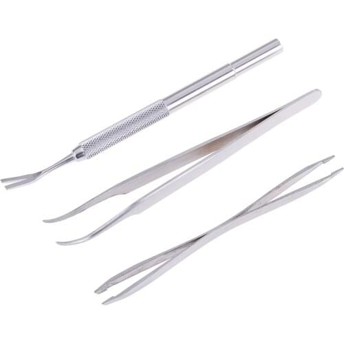 3Pcs/set High Quality Pet Fleas Lice Tweezers Clip Set Stainless steel Pet Cat Dog Tick Remover Tool