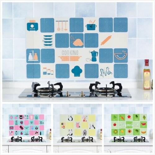 75CM*45CM Kitchen Oil Proof Sticker Cartoon PVC Wall Sticker Waterproof High Temperature Adhesive Wallpaper Home Decoration