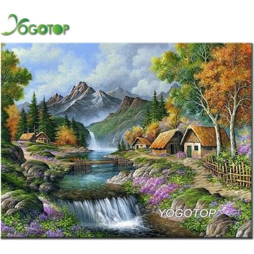 DIY Diamond Painting village Mountain river Natural Landscape Full Diamond Embroidery Set Home Decoration 5D Mosaic Art YY2494