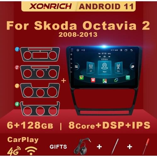 4GB RAM 128G ROM Android 10 Car Radio Multimedia Video Audio Player Navigation For SKODA Octavia 2 2008-2013 A5 AI Voice Control