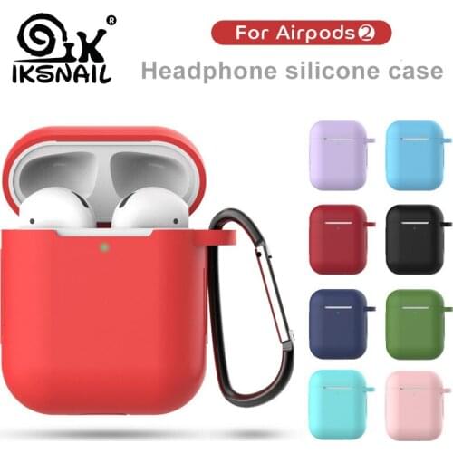 IKSNAIL Earphone Case For Apple AirPods1 2 Silicone Cover Wireless Bluetooth Headphone Air Pods Pouch Protective For AirPod Case