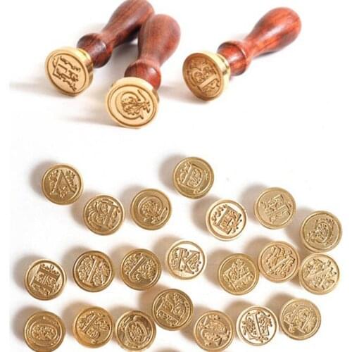 Ancient Tools Wood Letter Hobby Alphabet stempel Post Sealing Gifts Decorative Wax Sets Retro Copper head Initial Kits Classic