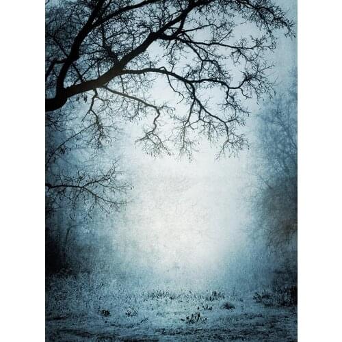 Custom Bokeh Photography Backdrops Foggy Forest Dead Trees Backgrounds for Photo Studio Halloween Backdrop Portrait Photography