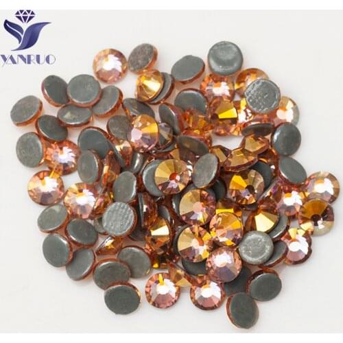 YANRUO 2058HF Light Peach AB Crystal Hot Fix Glue Soldering Iron Stones For Rhinestones Wedding Decoration Glitter Stones