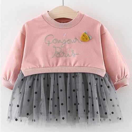 Melario Baby Girls Dress 2020 Autumn Long Sleeve Mesh Patchwork Princess Dresses for Girl Kids Dress Newborn Baby Birthday Dress