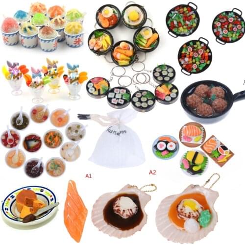 Miniature Japanese Seafood Noodles Sushi Sundae Salmon Pretend Food For Doll House Kitchen For Blyth Doll For Children