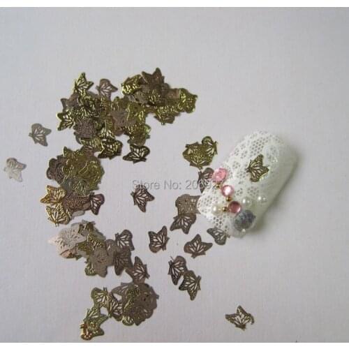 MS5-2 100pcs Gold Cute Butterfly Nail Art Metal Sticker Nail Art Decoration Non-adhesive Sticker