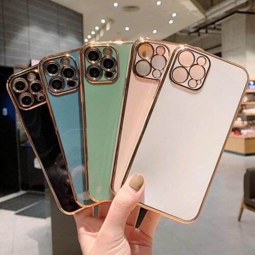 Soft Silicone Plating Protection Phone Case For iPhone 12 Pro Max 11 Pro Max X XR XS Max 7 8 6 6s Plus SE 2020 Soft TPU Cover