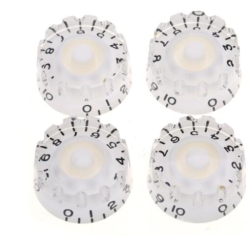Musiclily Pro Inch Size Knurled Guitar Control Speed Knobs Compatible with USA Made Les Paul Electric Guitar, White (Set of 4)