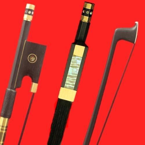 2pcs New light carbon fiber 4/4 violin bow copper parts black horese hair bow