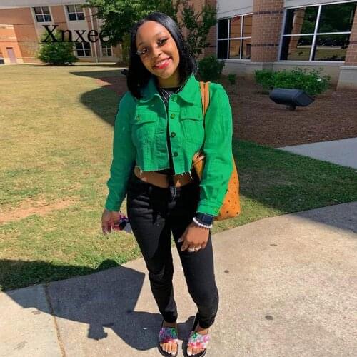 Autumn Crop Denim Jacket Women Fall Clothes Plus Size Bomber Coat Top Harajuku Ladies Outerwear Long Sleeve Cropped Jean Jacket