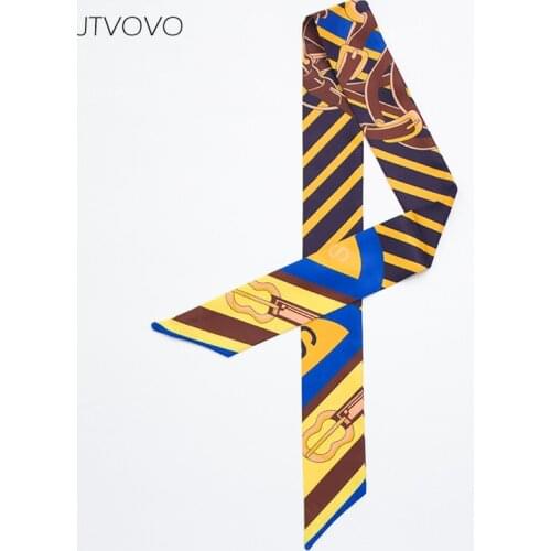 New Fashion Skinny Bag Strap For Women Stripe Guitar Print Ribbon Silk Scarf Headscarf Headwear Long Wrap Hair Hand Accessories