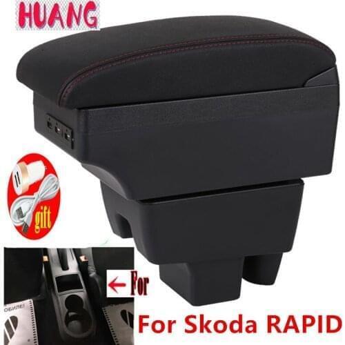 For Skoda RAPID Armrest Retrofit For Volkswagen Polo 2020 Car Armrest box Center Storage box car accessories Interior USB