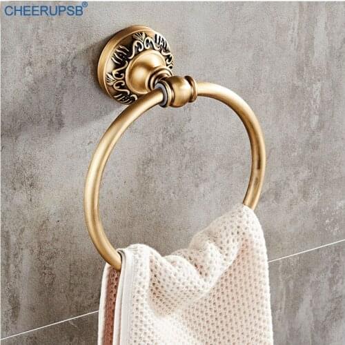 Handdoekring Bathroom Bath Towel Ring Vintage Round Hanger Wall Mount Hand Towels Gold Holder Space Aluminum Washroom Support