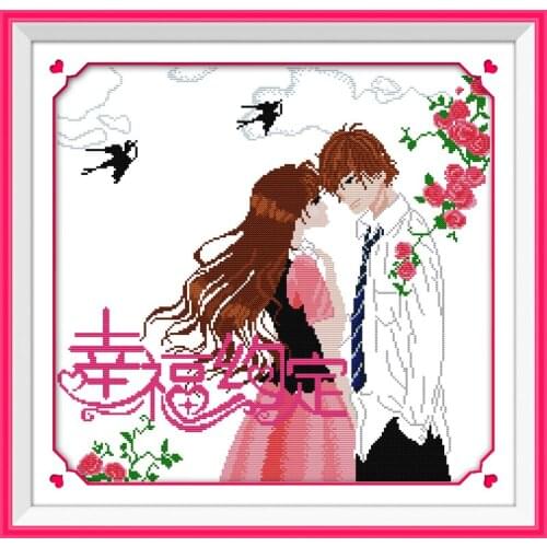 Happy agreement cross stitch kit people 18ct 14ct 11ct count print canvas stitches embroidery DIY handmade needlework