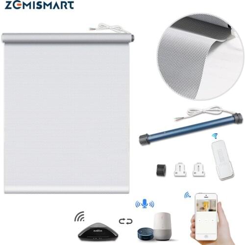 Zemismart Smart Roller Shutter Tubular Motor with Sunshade Curtain RF Remote Control Broadlink RM PRO Control 5% Translucency