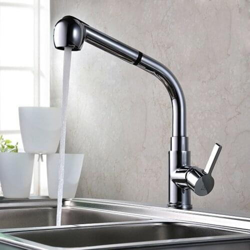 Modern Chrome Deck Mounted Brass Kitchen Faucet Pull Out Sprayer Vessel Bar Sink Faucet Hot and Cold Mixer Tap Torneira Cozinha