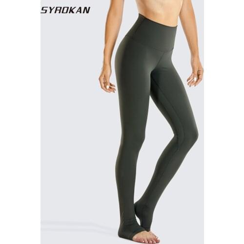 SYROKAN Women Naked Feeling High Waist Yoga Pants Goddess Over the Heel Yoga Legging Pocket -30 inches/32 inches