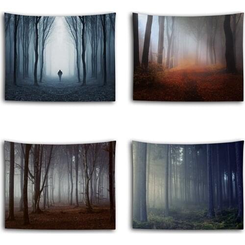 Foggy Forest Tapestry Home Decoration Tapestry Wall Hanging Farmhouse Dorm Room Printed Wall Tapestry Cloth Bedspreads