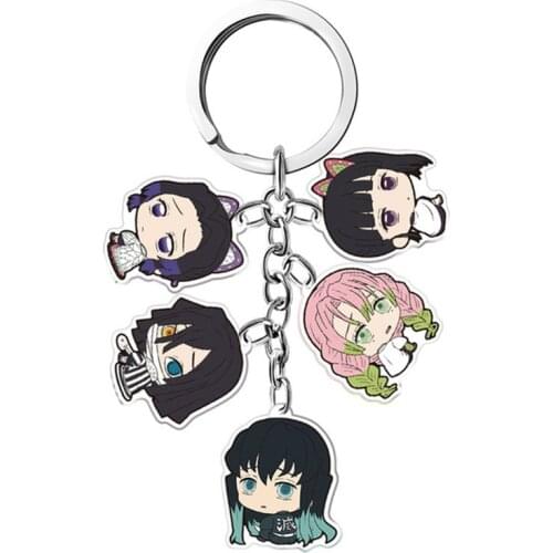 Demon Slayer Acrylic Handmade Unique Anime Keychain For Women Men Male Female Key Ring Love Jewelry Birthday Gift Drop Shipping