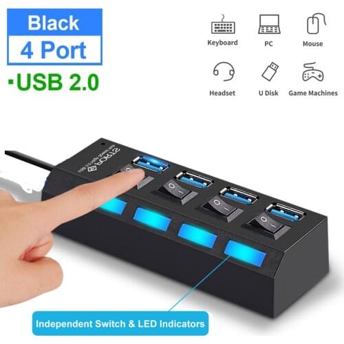USB HUB 2.0 HUB Multi USB Splitter 4 7 Ports Expander Multiple USB 2 Hab no Power Adapter USB Hub with independent Switch For PC